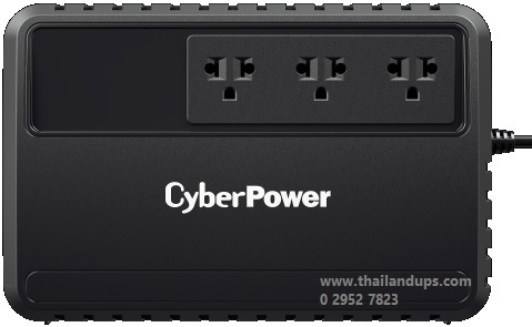 Cyberpower bu600e มีปลั๊กไฟ 3 ช่องเป้น แบบ universal outlet สามารถติดผนังได้ 